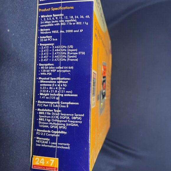 New Netgear 54 Mbps Wireless PCI Adapter WG 311 v3 Sealed Box - Picture 10 of 10